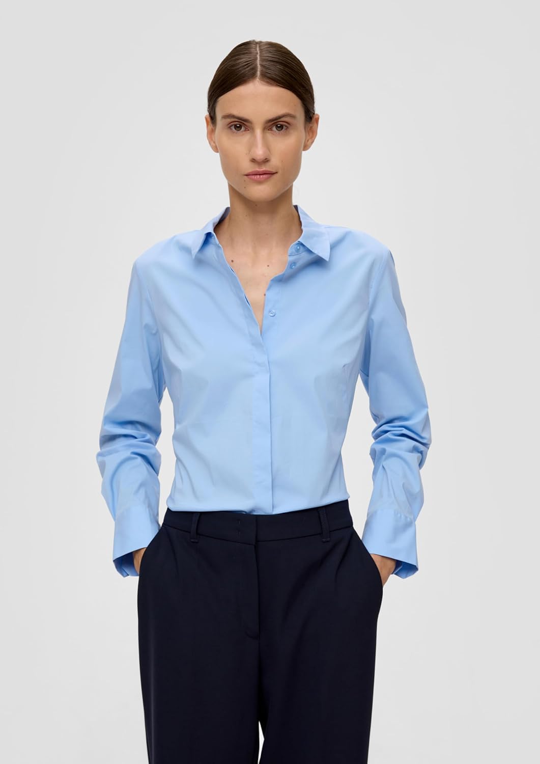 s.Oliver BLACK LABEL Bluse mit Ziernähten 34 Hellblau, 34 Hellblau