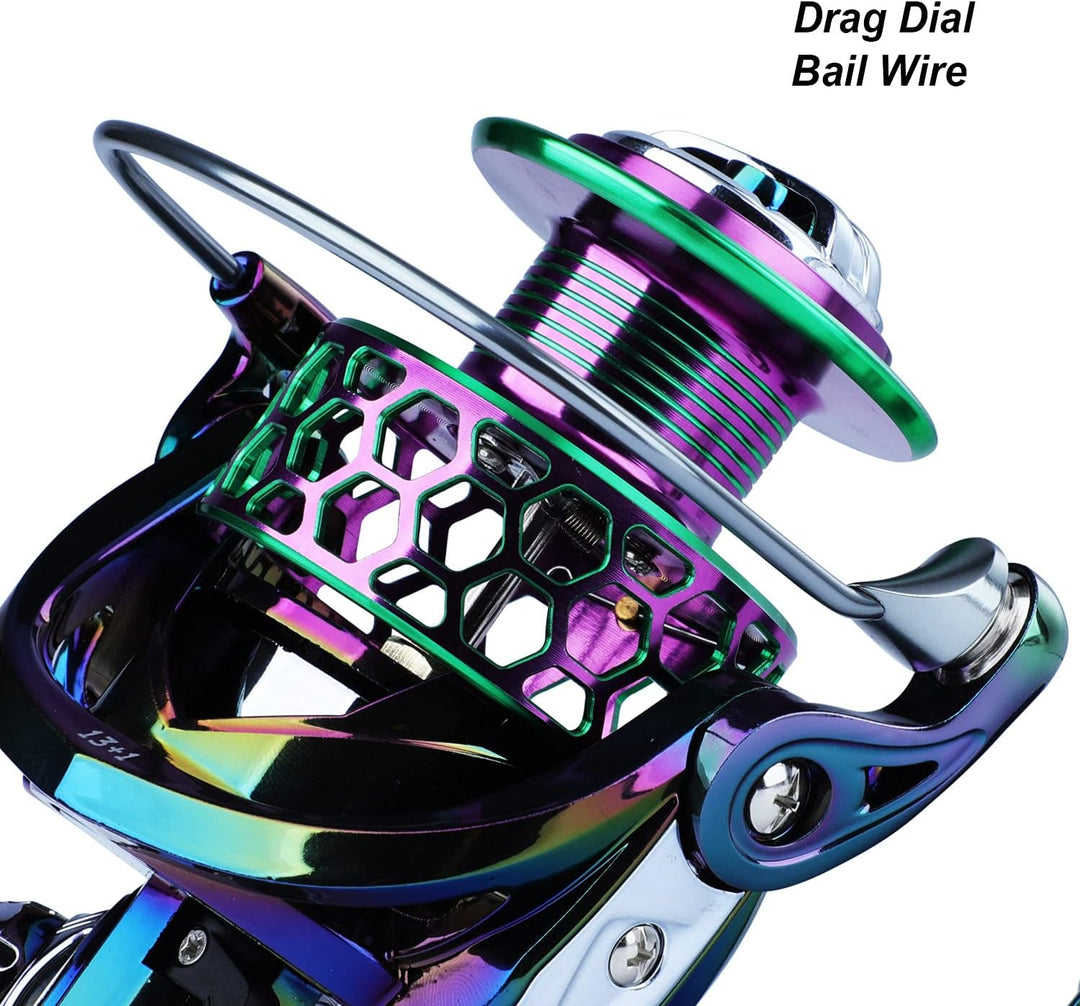 Sougayilang Bunte Angelrolle 13+1BB Ultra Glatte leistungsstarke und leichte Spinnrolle mit CNC Grap