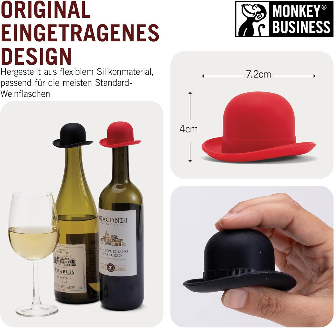 Monkey Business Silikon-Weinstopfen | verschliesst Flaschen und hält Wein frisch/süsses Weinzubehör/