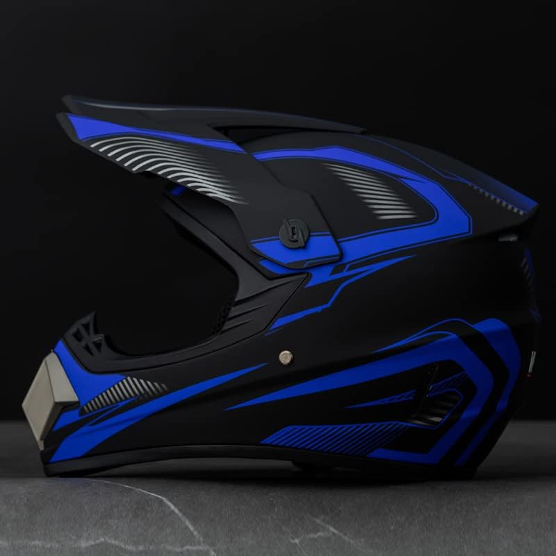 Motocross Helm Motorradhelm Downhill Fullface Dirtb Bike Helm mit Handschuhen Brille Maske für Unise