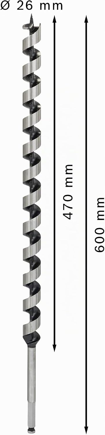 Bosch Professional Holzschlangenbohrer mit 1/4"-Sechskantschaft (Ø 26 mm) Durchmesser: 26/Gesamtläng