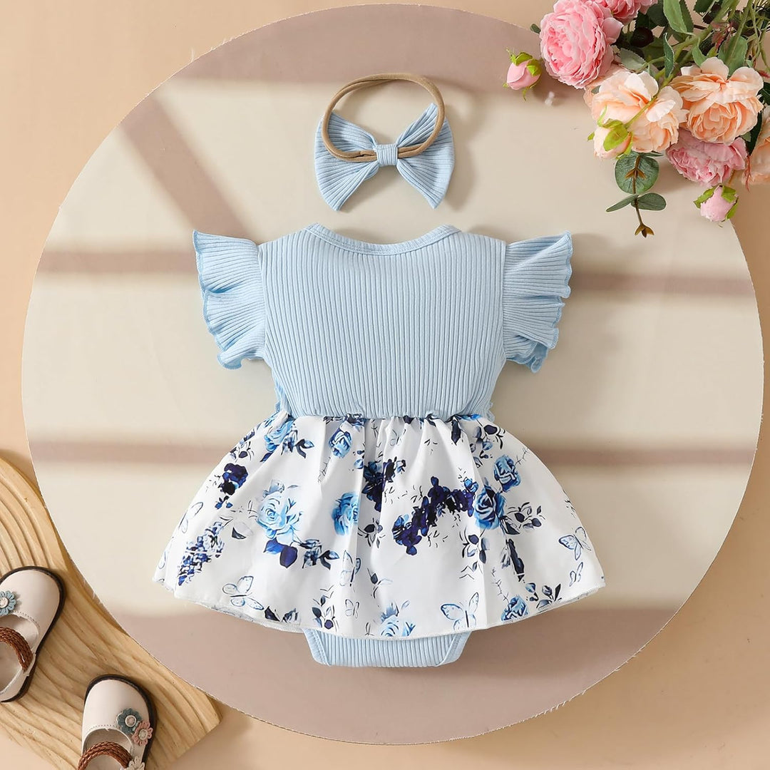 Neugeborenes Baby Mädchen Kleidung Sets Rüschen Kurzarm Tops Blumen Hosenträger Shorts mit Stirnband