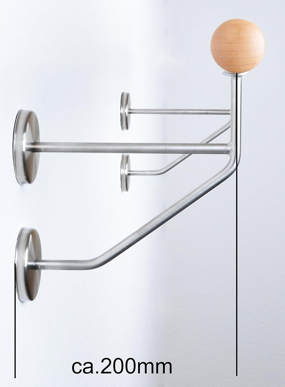 Ballettstange Holz Wandhalter Edelstahl Wandabstand 20cm Profiqualität Edelstahl gebürstet 1.2 Meter