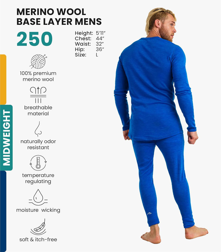 Merino.tech 100% Merino Unterwäsche Herren Set - Leicht, Mittelgewicht, Thermounterwäsche Merinowoll
