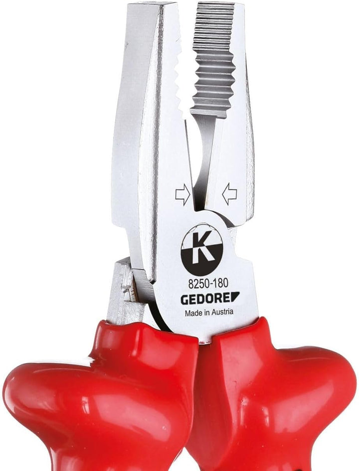 GEDORE Kraft-Kombinationszange mit Tauchisolierung 225 mm, 1 Stück, VDE 8250-225, 225 mm