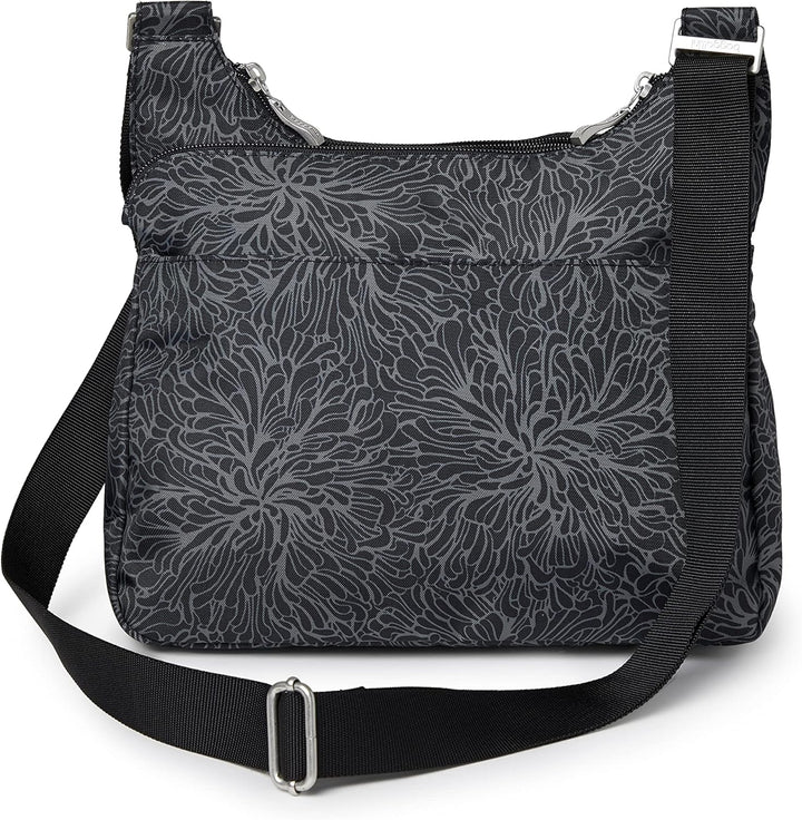 Baggallini Cross-Over-Crossbody-Tasche – leicht, wasserabweisend Midnight Blossom, Midnight Blossom