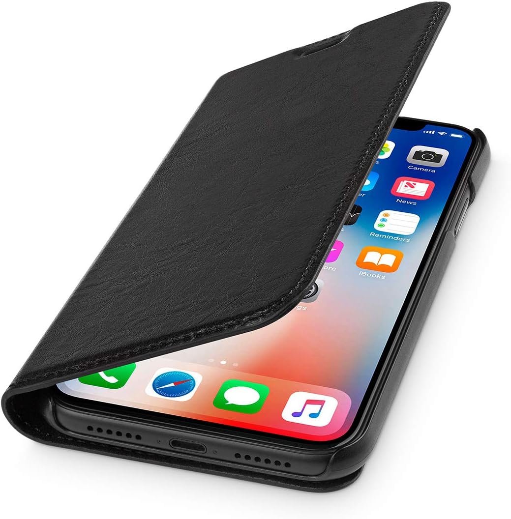 WIIUKA Echt Ledertasche - TRAVEL Italy - für Apple iPhone XS MAX - PFLANZLICH GEGERBTES Leder - Schw