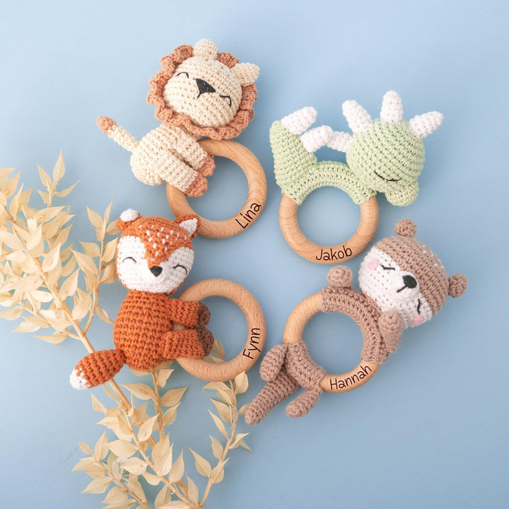 Bärenfreunde® - Personalisierter Beissring Baby - Niedlicher Greifling für Baby&