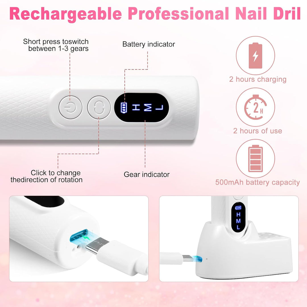 Brencco Professionelle Kabellose Nagelfräser