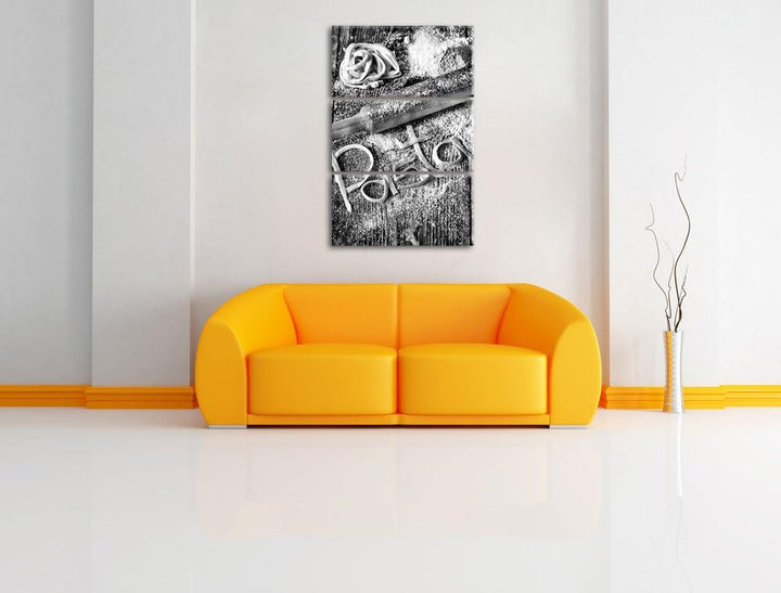 Pixxprint Frische Nudeln Pasta Italia als Leinwandbild/Grösse: 3 Teilig (120x80) cm/Wandbild/Kunstdr