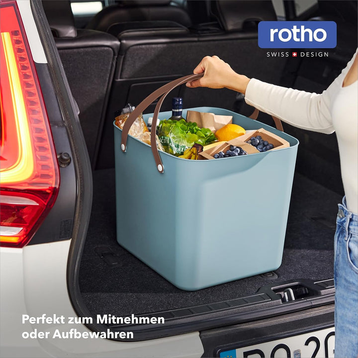 Rotho Albula Einkaufskorb, Kunststoff (PP recycelt), blau, 40l, (39,8 x 35,5 x 34 cm)