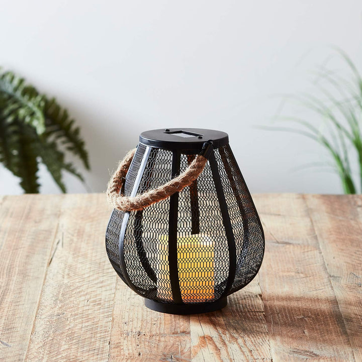 Lights4fun Solar Laterne schwarz Metall orientalisch 24cm, 24cm