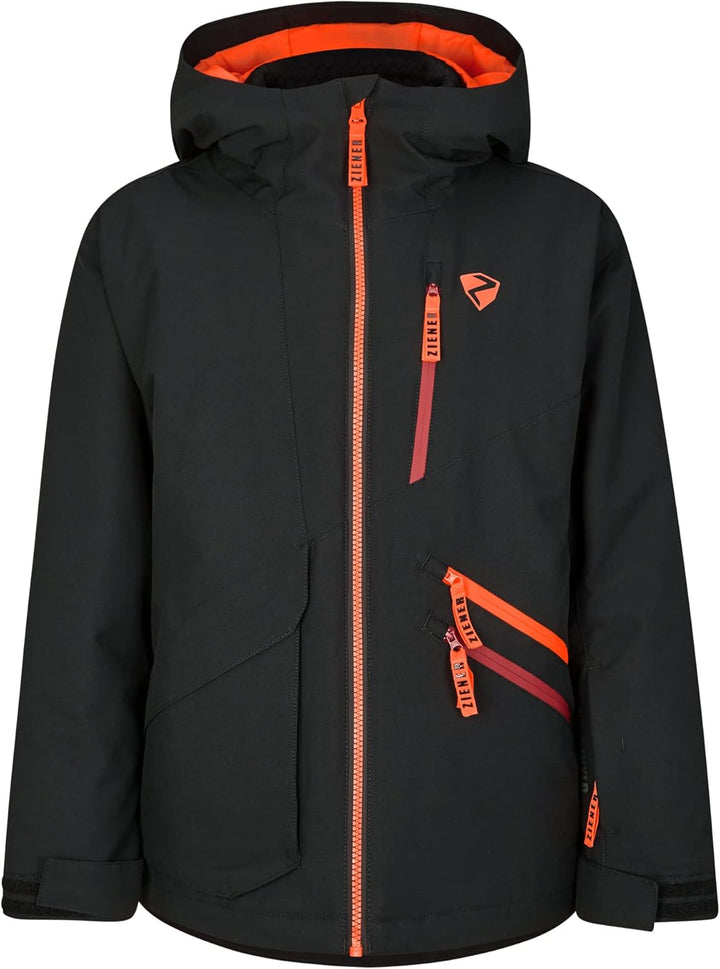 Ziener Jungen Alfur Ski-Jacke, Winter-Jacke | wasserdicht, winddicht, warm (1er Pack) 116 Schwarz, 1