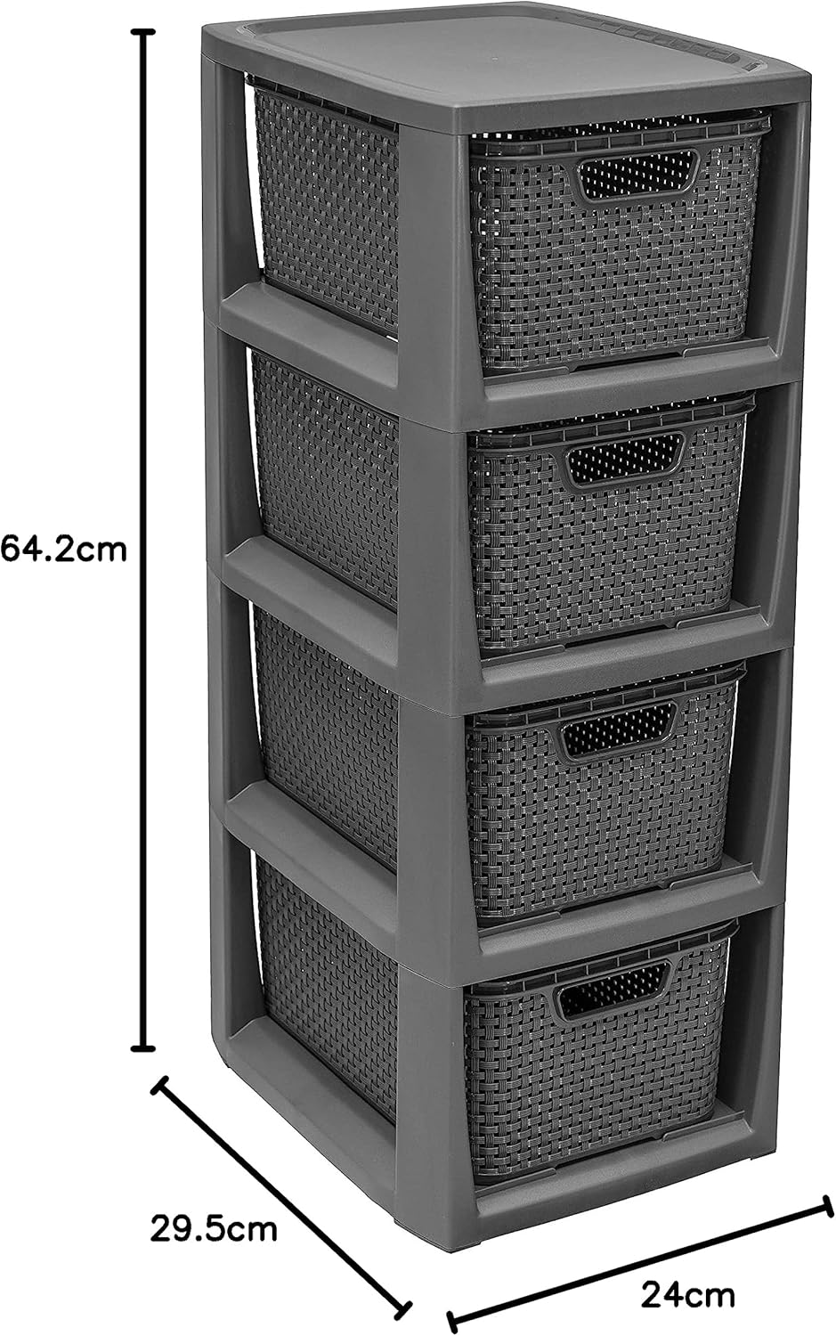 BranQ - Home essential 100% recycelt Kunststoff PP, Ökologisch, Regal in Rattan Design, 29,5 x 24 x