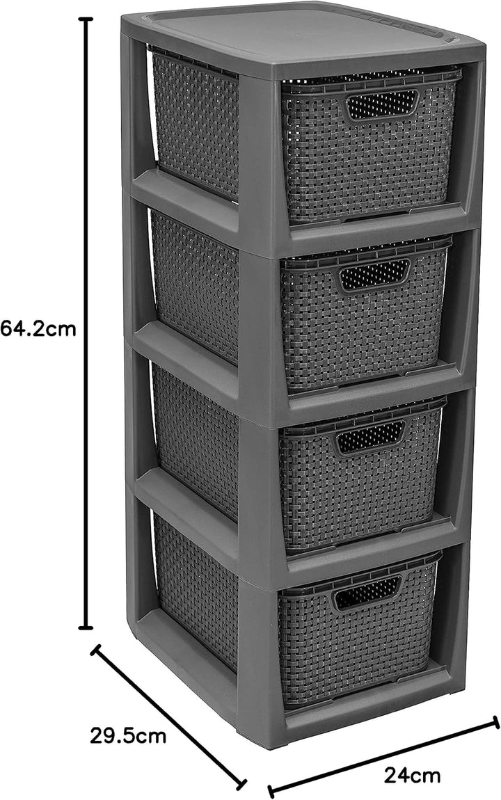 BranQ - Home essential 100% recycelt Kunststoff PP, Ökologisch, Regal in Rattan Design, 29,5 x 24 x