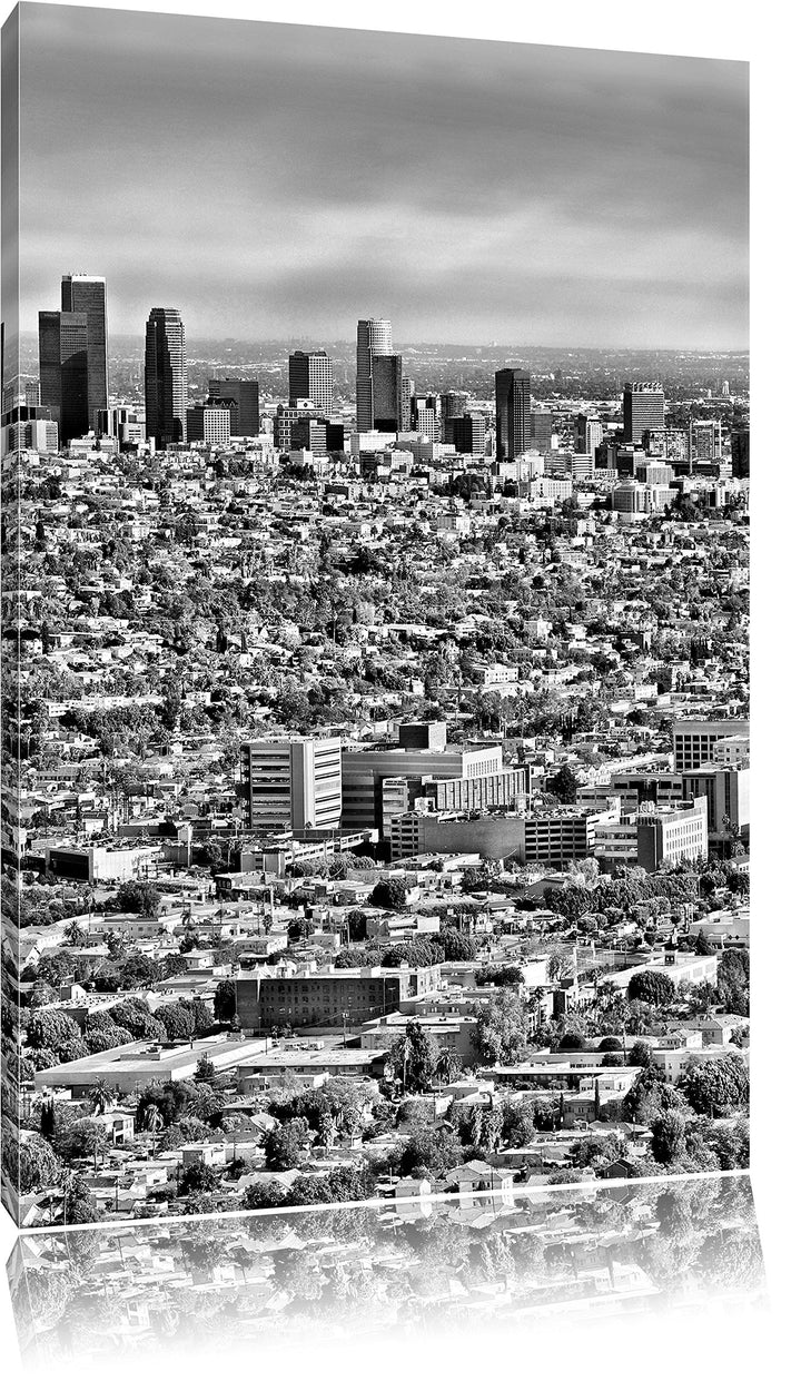 Pixxprint Monocrome, Los Angeles City Skyline, Format: 100x70 auf Leinwand, 100x70