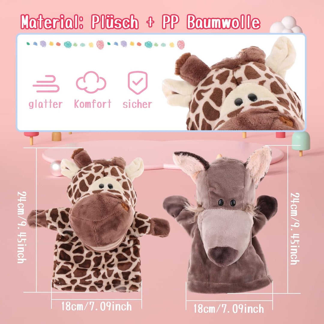 Sharplace 2 Stück Handpuppen Tierhandpuppen für Kinder Plüschtiere Erzählen Geschichte, Unterrichten