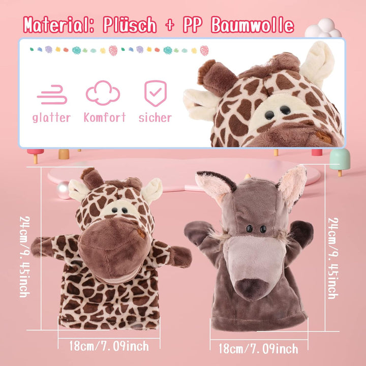 Sharplace 2 Stück Handpuppen Tierhandpuppen für Kinder Plüschtiere Erzählen Geschichte, Unterrichten