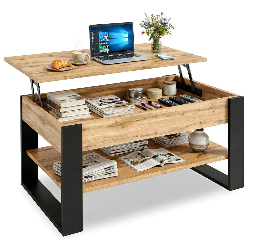 Couchtisch höhenverstellbar mit Stauraum - Couchtische - Wohnzimmertisch klappbar - höhenverstellbar