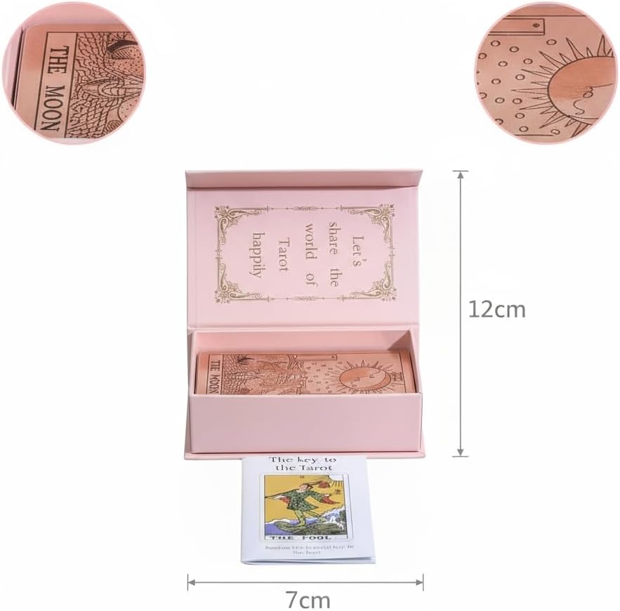 Roségoldene Tarotkarten, 12 x 7 cm Deluxe-PET Wasserabweisend, 78 Goldfolie, Tarot Karten für Anfäng