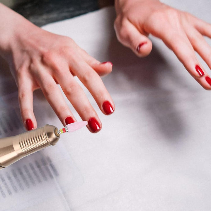 SHINEOFI Nagelbohrer mit Schneidleistung und Hoher Haltbarkeit in Rosa aus Keramik und Edelstahl zum