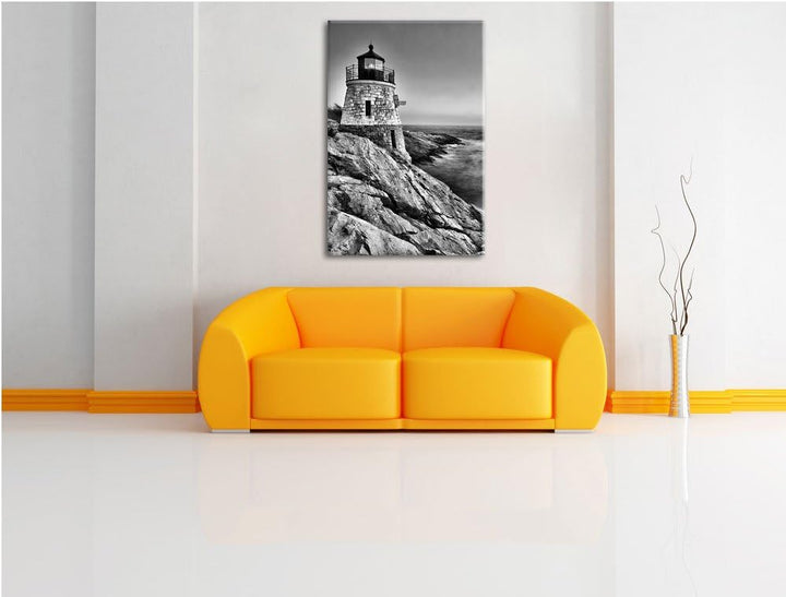 Pixxprint Kleiner Dicker Leuchtturm als Leinwandbild/Grösse: 100x70 / Wandbild/Kunstdruck/fertig bes