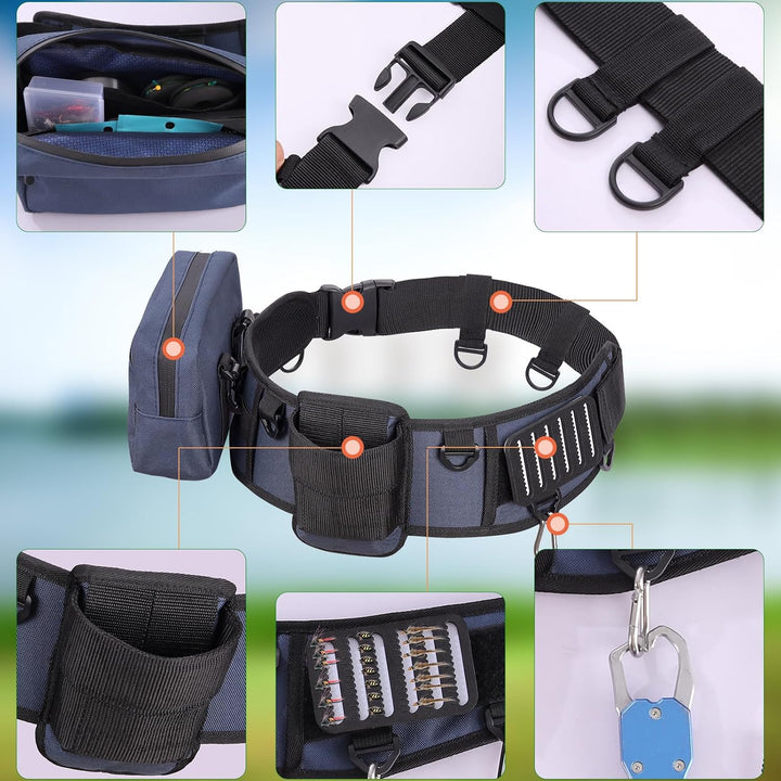PELLOR Angeln Kampfgurt, 360° Verstellbarer Rutenhalter mit Eva-Polsterung, Einfacher Rutenhalter, A