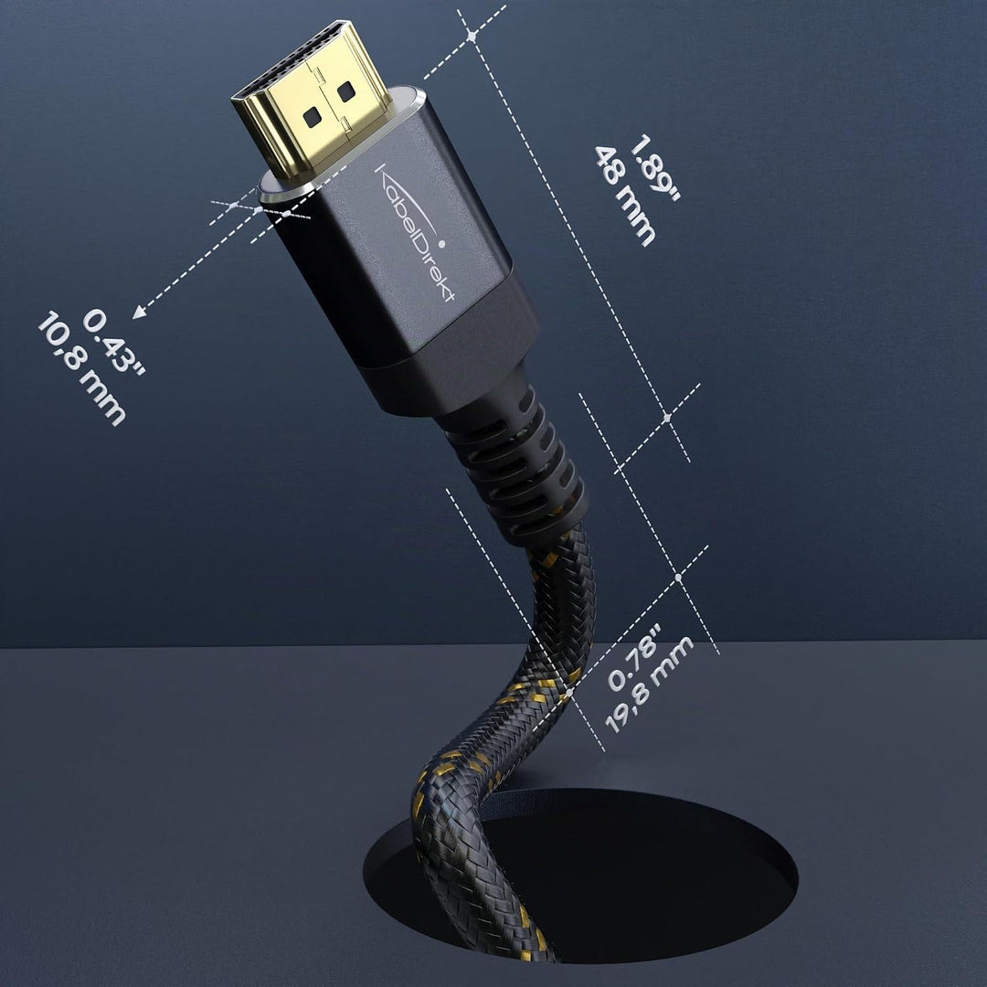 KabelDirekt – 8K/4K HDMI-2.1-Kabel – 4m – bruchfeste Metallstecker und Braiding-Ummantelung (8K@60Hz