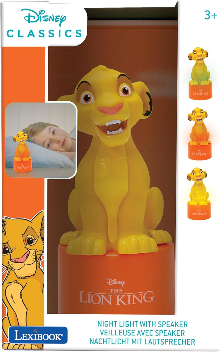 Lexibook, Disney Der König der Löwen, Simba Nachtlicht mit Lautsprecher für das Kinderzimmer, weiche
