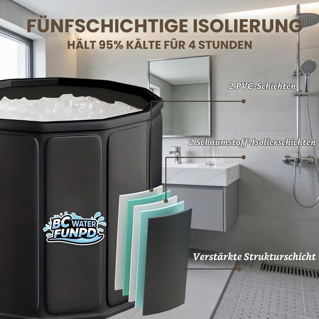 Eisbaden Tonne eistonne - Ø80x65cm Kaltwasser-Planschbecken für Regeneration &amp; Kaltwassertherapie, E