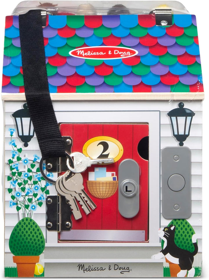 Melissa & Doug - Türklingelhaus Puppenhaus aus Holz mit Türklingelgeräuschen, Mehrfarbig, Holzpuppen