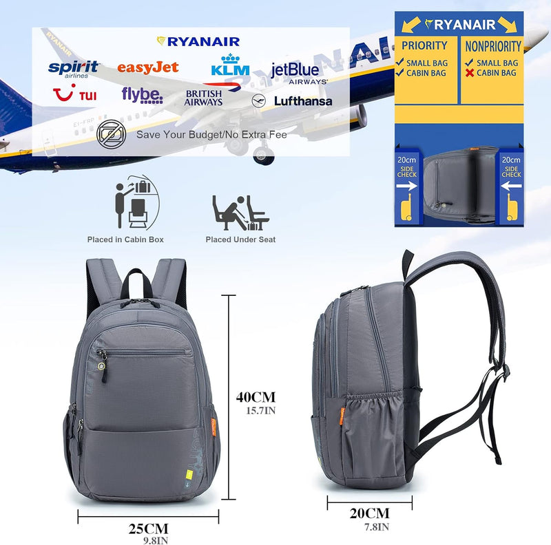 BAGZY Reiserucksack Rucksack Handgepäck 40x20x25 Ryanair Laptoptasche 15.6 Zoll Klein Rucksack Leich