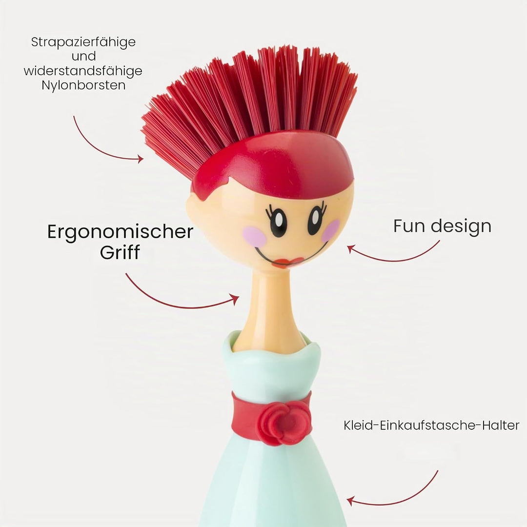Vigar Dolls Spülbürste, blau und pink, 7.5 x 7.5 x 24.5 Türkis Kalho, Türkis Kalho