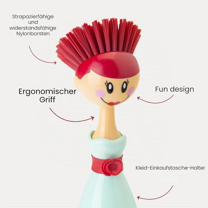 Vigar Dolls Spülbürste, blau und pink, 7.5 x 7.5 x 24.5 Türkis Kalho, Türkis Kalho