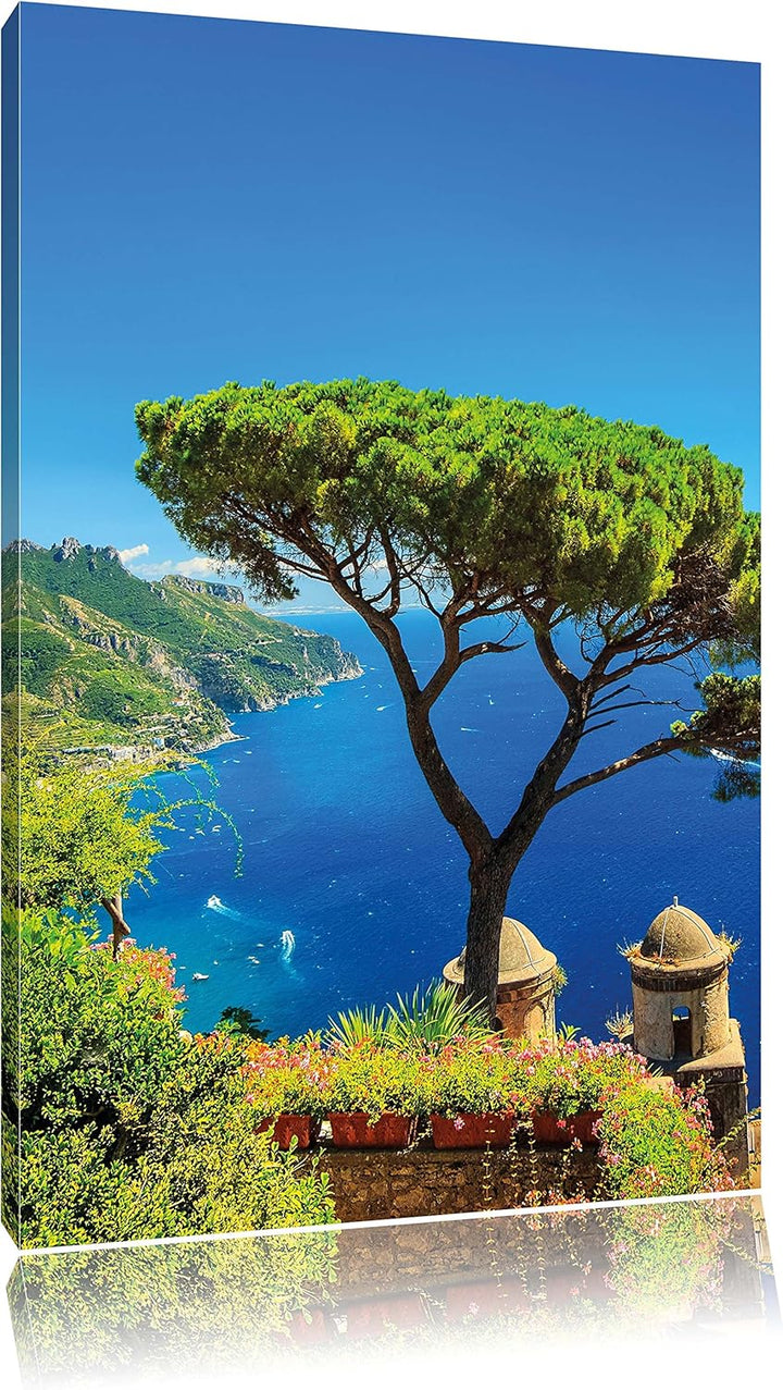 Mediteranes Meer, Format: 100x70 auf Leinwand, XXL riesige Bilder fertig gerahmt mit Keilrahmen, Kun