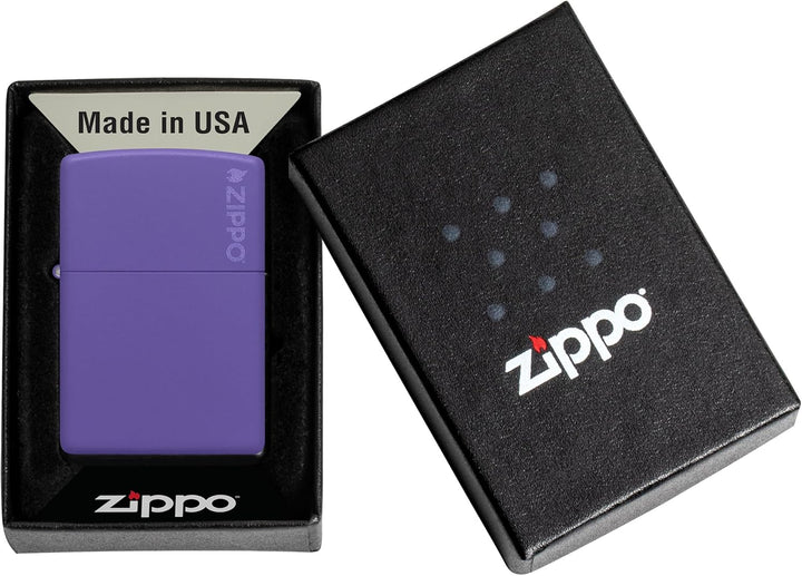 Zippo Mattes Taschenfeuerzeug Logo Lilafarbenes Zippo Logo, Logo Lilafarbenes Zippo Logo