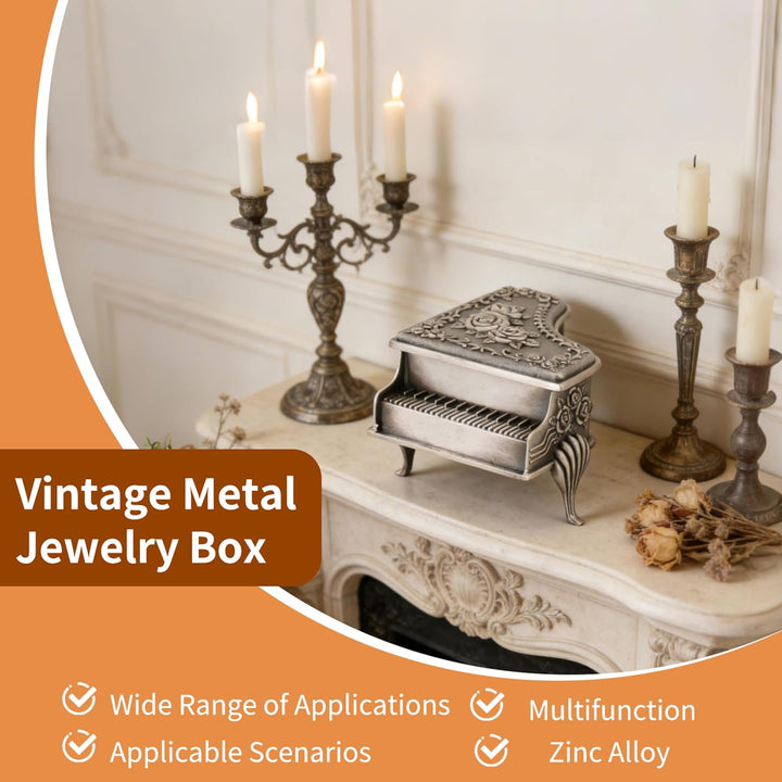 Vintage Metall Schmuck Box, Klavier geformte Schmuck Organizer Antike Zink Legierung Schmuck Fall Ri