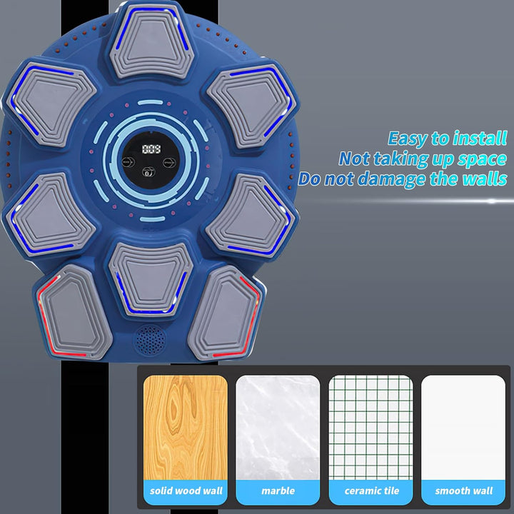 Music Boxing Machine für Erwachsene, Wandmontierte LED Licht Bluetooth Musikboxing Maschine Blau-8 S