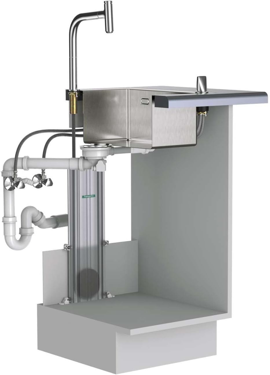 hansgrohe 73830800 Aquno Select M81 250, Ausziehauslauf, 2jet, sBox Edelstahl Finish Einhebel-Küchen