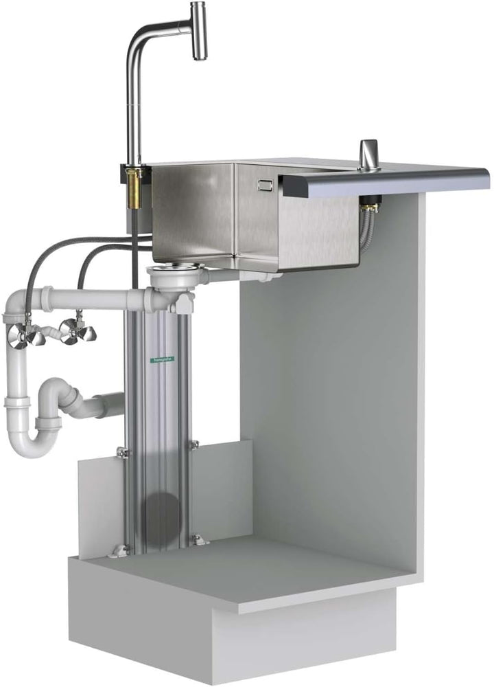 hansgrohe 73830800 Aquno Select M81 250, Ausziehauslauf, 2jet, sBox Edelstahl Finish Einhebel-Küchen