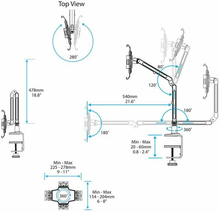 StarTech.com Schreibtisch Tablet Halter - Schwenkbarer Arm - Für iPad und Android - Weiss - Tabletha