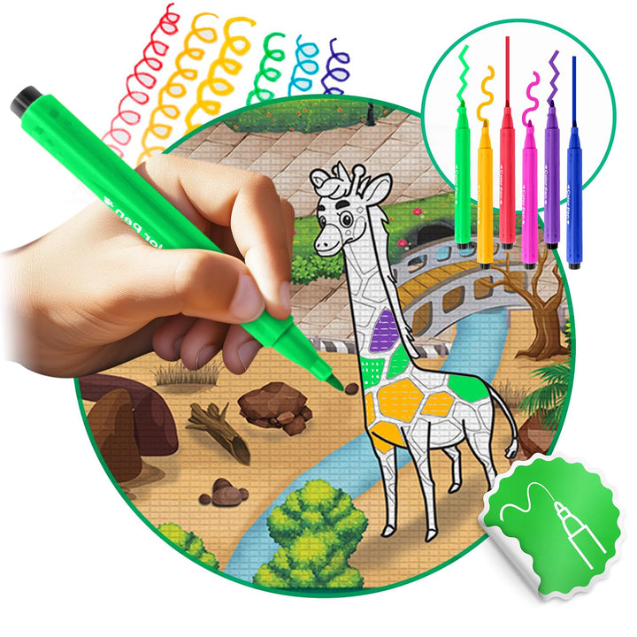 Ricokids - Spielmatte zum Bemalen - Set mit Buntstiften - für Babys und Kinder, Mädchen, Jungs - mit