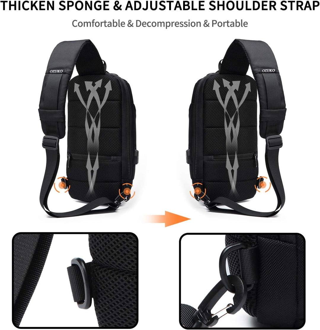 FANDARE Neu Brusttasche Diebstahlsicherung Sling Bag für 10,5 Zoll Tablet Herren Damen Schulranzen U