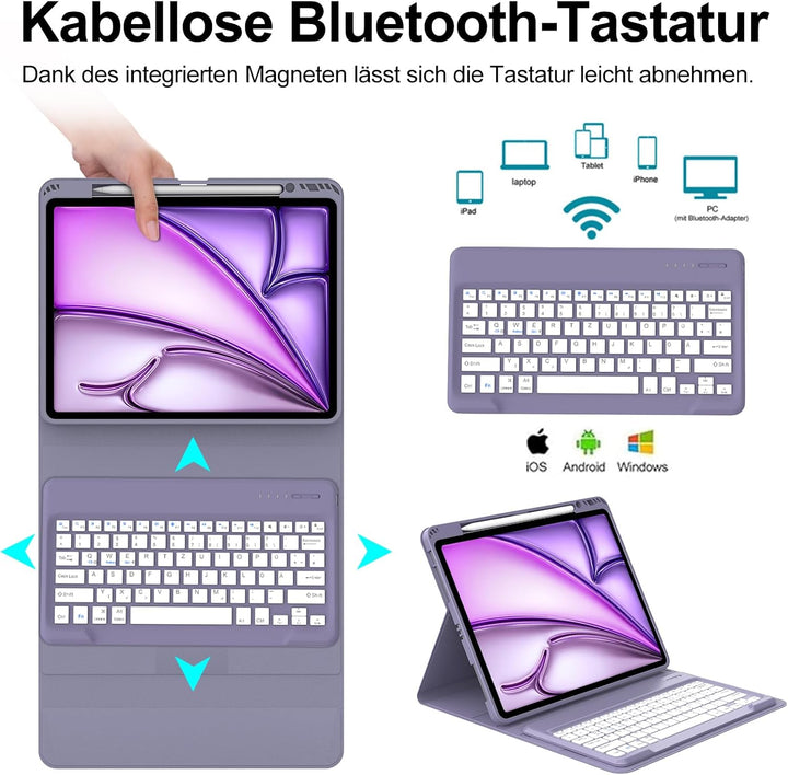 IVEOPPE Tastatur für iPad Air 13" M3 2025, Hülle mit Tastatur für iPad air 13 Zoll M3/M2, Bluetooth