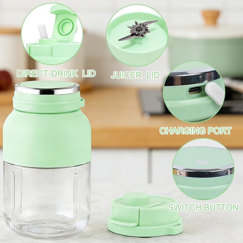 Tragbarer Mixer Smoothie Maker, Mixer to go 1200 ml, Wiederaufladbar Standmixer Blender Bottle mit 3