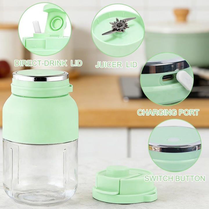 Tragbarer Mixer Smoothie Maker, Mixer to go 1200 ml, Wiederaufladbar Standmixer Blender Bottle mit 3