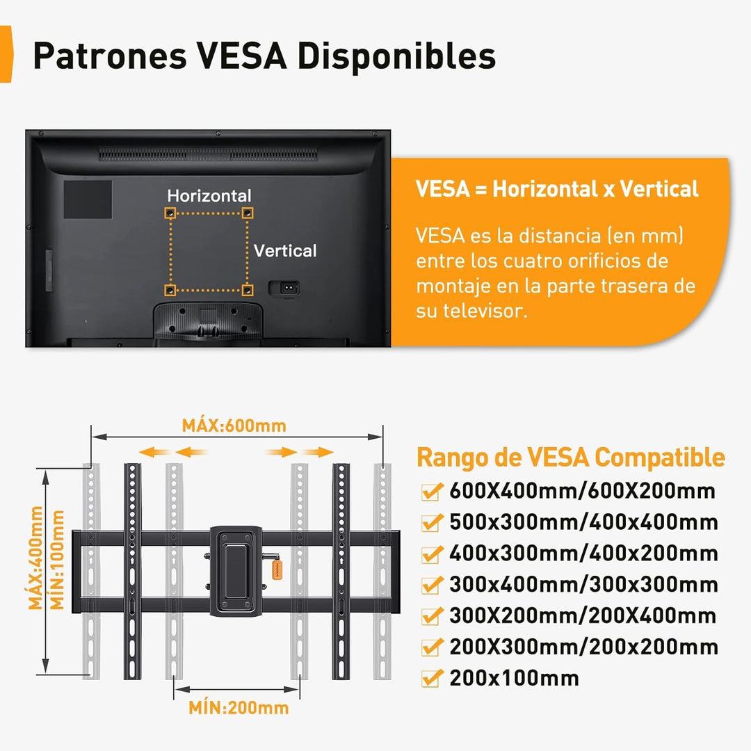 Perlegear TV Wandhalterung Schwenkbar, Ausziehbare Neigbare TV Halterung für 37-82 Zoll Flach & Curv