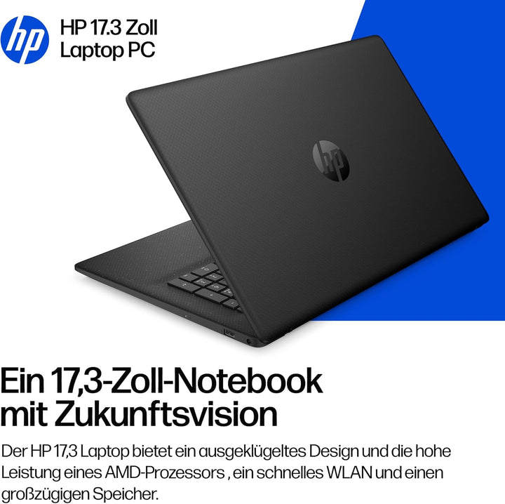 HP Laptop mit 17,3" FHD Display, AMD Ryzen 3 7320U, 8 GB DDR5 RAM, 512 GB SSD, AMD Radeon Grafik, Wi
