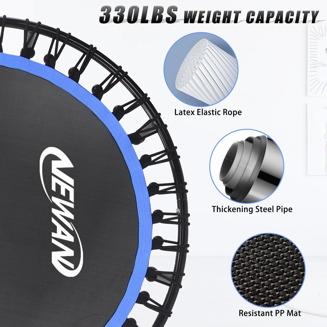 Newan Leises Mini-Trampolin, ca. 100 bis 120 m, für Fitness, Cardio-Training für Erwachsene, maximal