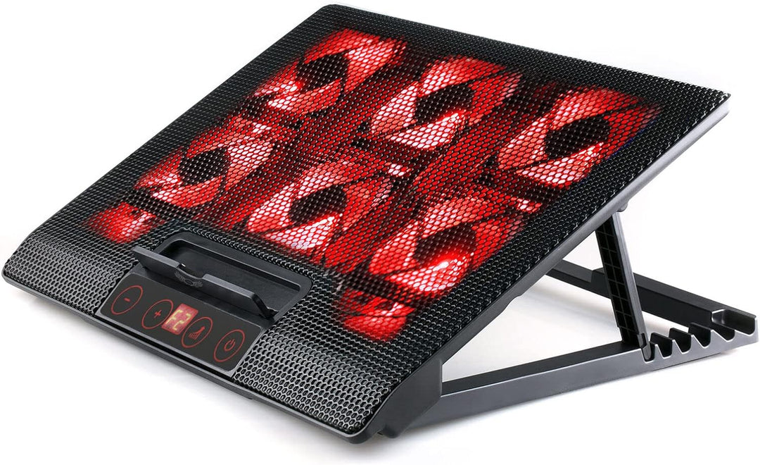 skgames Notebook Laptop Kühler Gamer Ständer Unterlage für 10-17 Zoll, 6 x LED Lüfter, LCD Lüfterste
